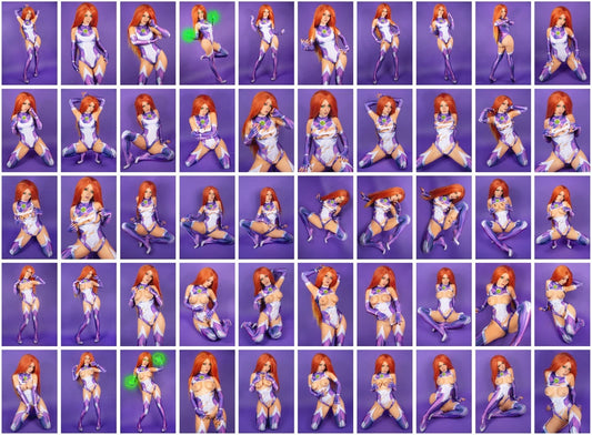 Lot of 50 Shiro Kitsune Starfire Cosplay DC Comics 4x6 Color Photos Nude Model