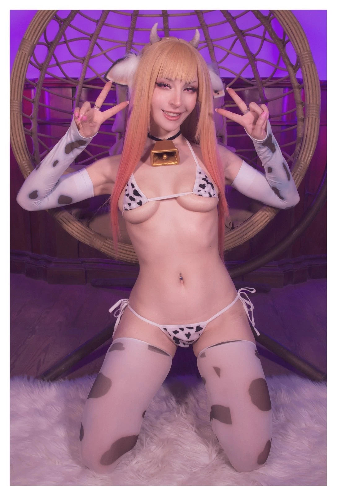 Lot of 10 Shiro Kitsune Marin Kitagawa Cow Cosplay 4x6 Photos Nude Model Set 2