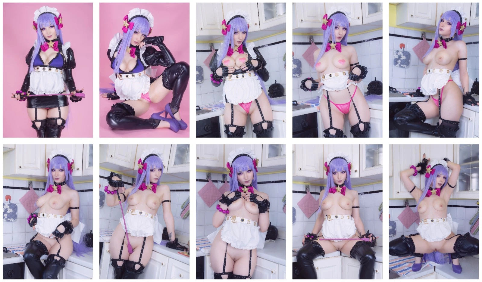 Lot of 10 Shiro Kitsune BB Maid Fate Cosplay 4x6 Photos Nude Model Set 2