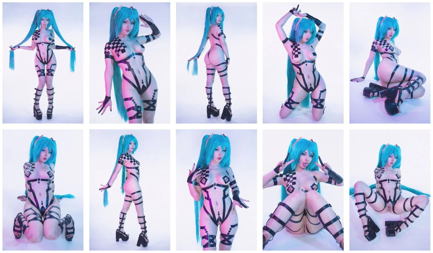 Lot of 10 Shiro Kitsune Hatsune Miku Tape Cosplay 4x6 Photos Nude Model Set 1