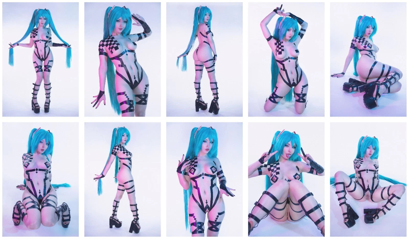 Lot of 10 Shiro Kitsune Hatsune Miku Tape Cosplay 4x6 Photos Nude Model Set 1