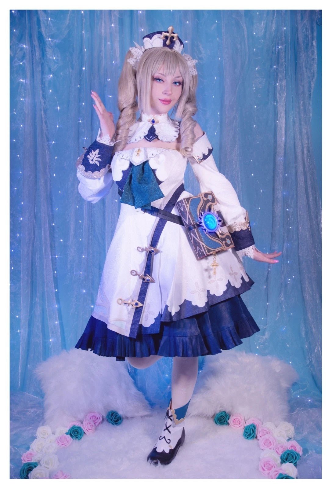 Lot of 10 Shiro Kitsune Barbara Genshin Cosplay 4x6 Photos Nude Model Set 2