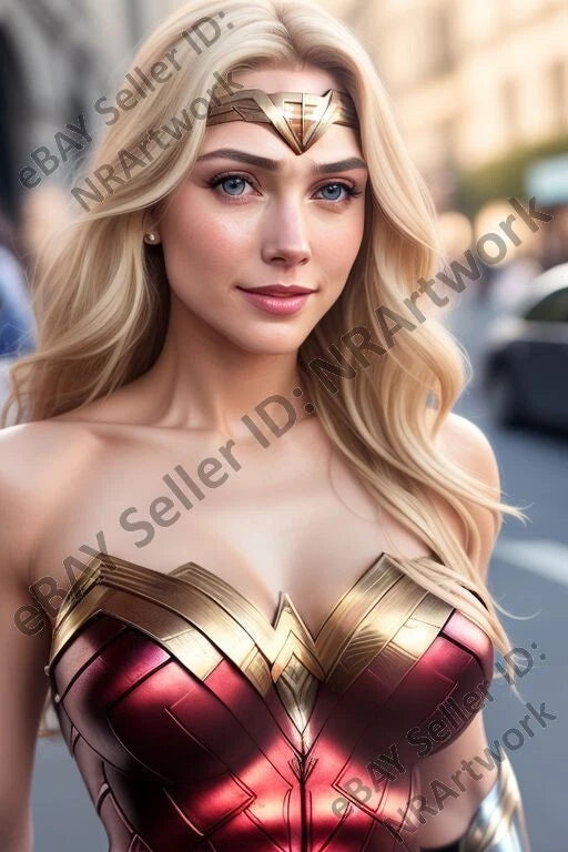 Lot of 10 Lena Wonder Woman City Costume Photos 4x6 Nude Model Female Art Set 1