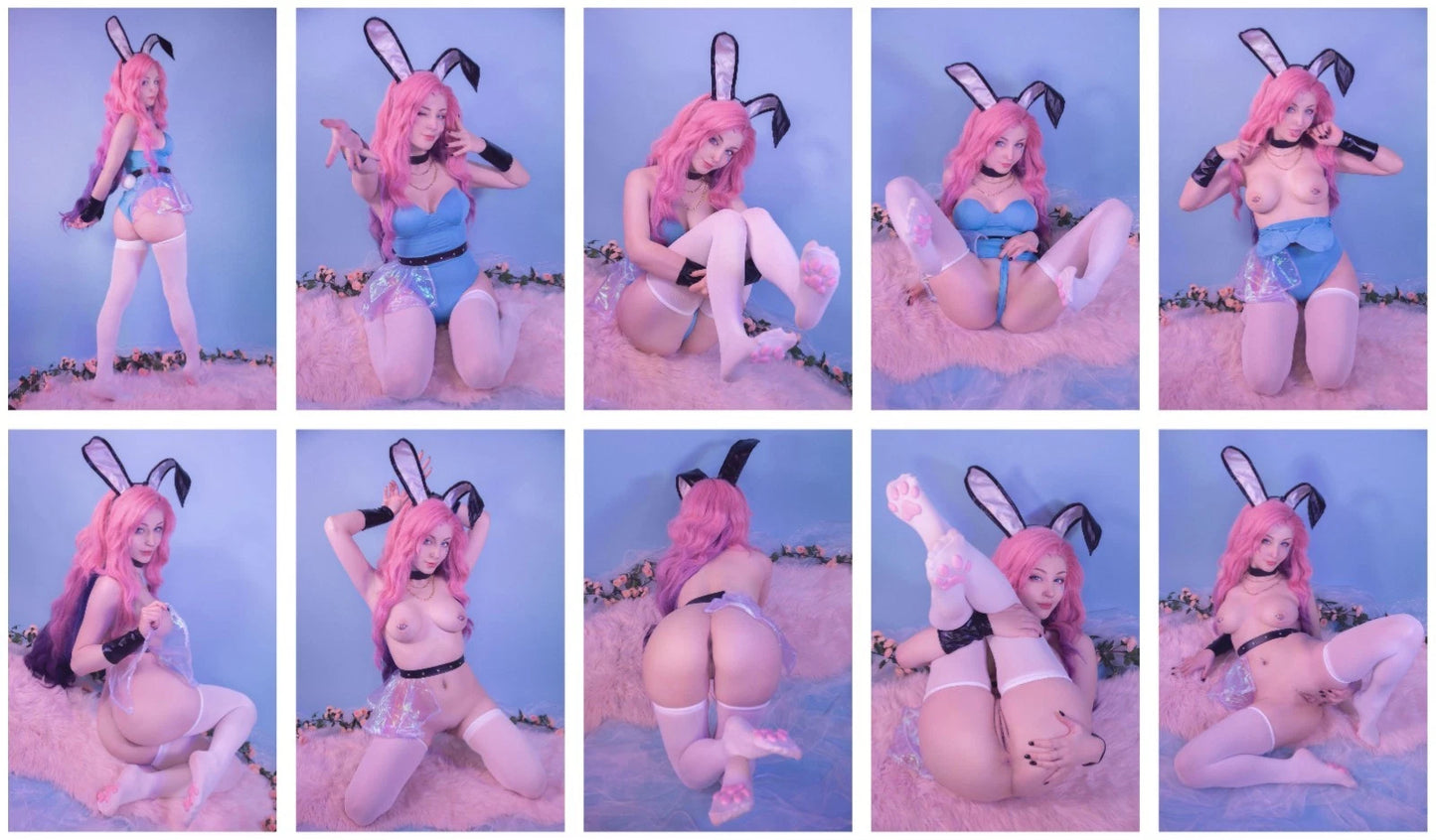 Lot of 10 Shiro Kitsune Bunny Seraphine LOL Cosplay 4x6 Photos Nude Model Set 2