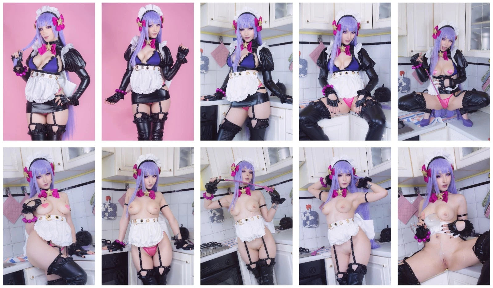Lot of 10 Shiro Kitsune BB Maid Fate Cosplay 4x6 Photos Nude Model Set 3