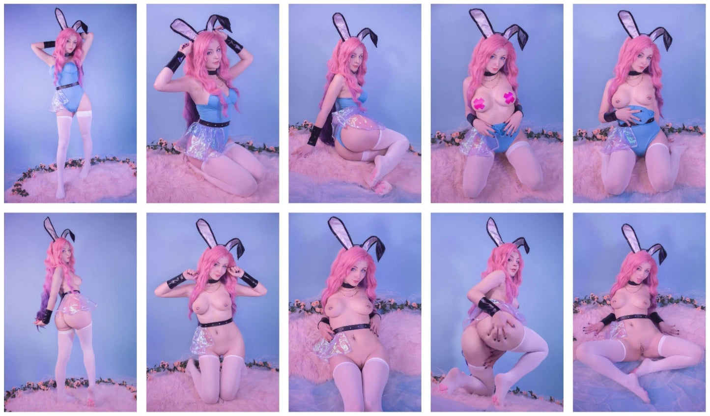 Lot of 10 Shiro Kitsune Bunny Seraphine LOL Cosplay 4x6 Photos Nude Model Set 1
