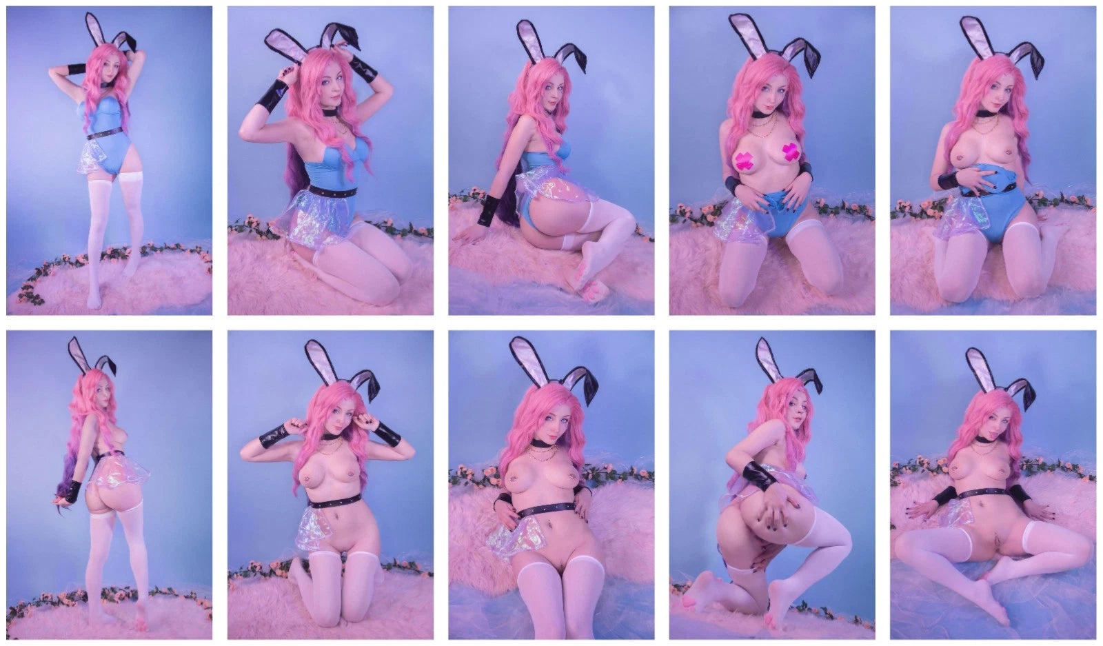 Lot of 10 Shiro Kitsune Bunny Seraphine LOL Cosplay 4x6 Photos Nude Model Set 1