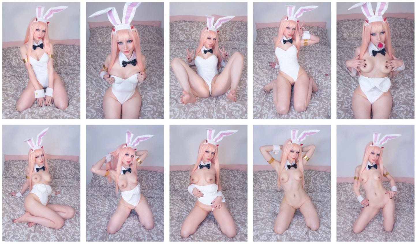 Lot of 10 Shiro Kitsune Bunny Zero Two Cosplay 4x6 Photos Nude Model Set 1