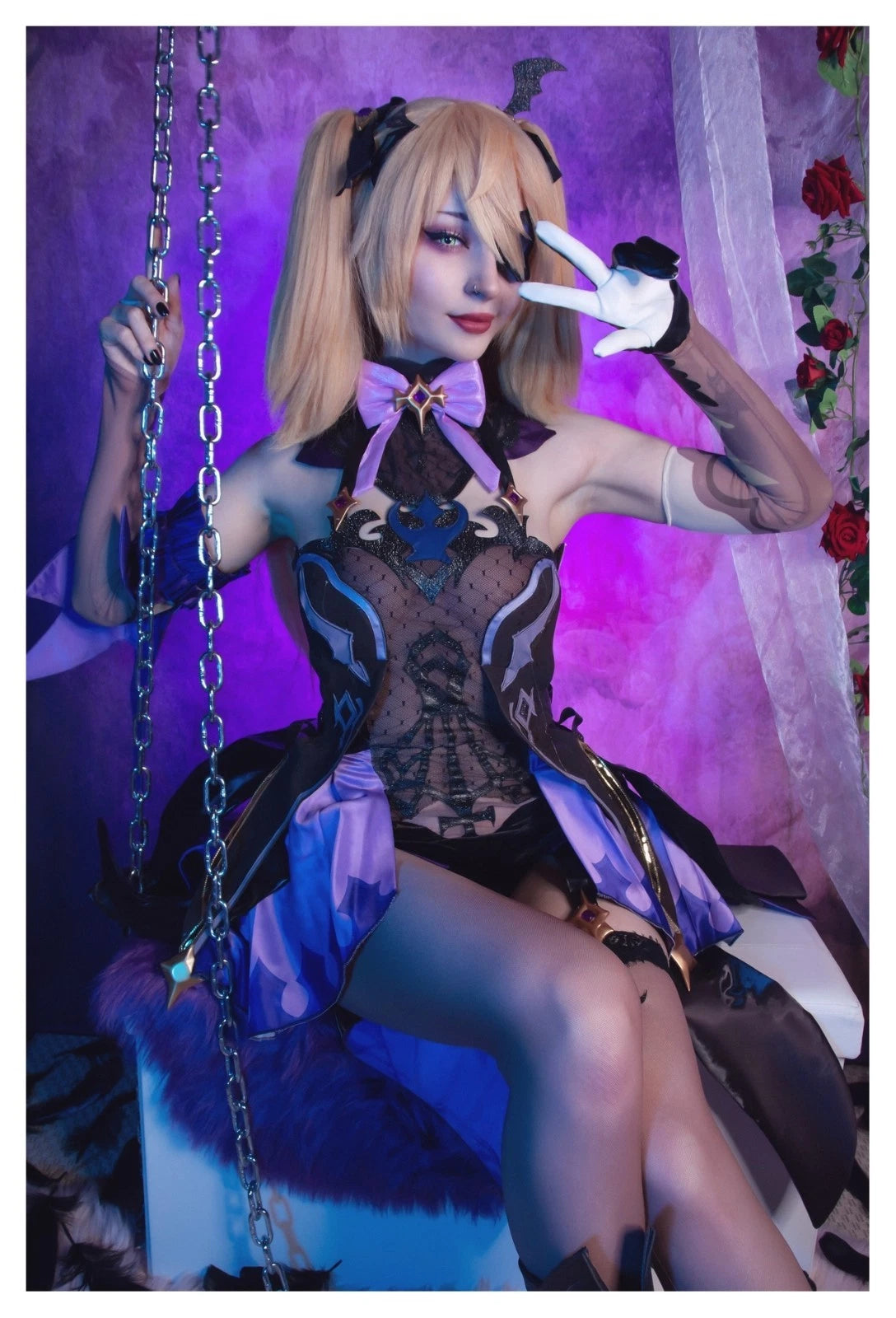 Lot of 10 Shiro Kitsune Fischl Genshin Impact Cosplay 4x6 Photos Nude Model Set2