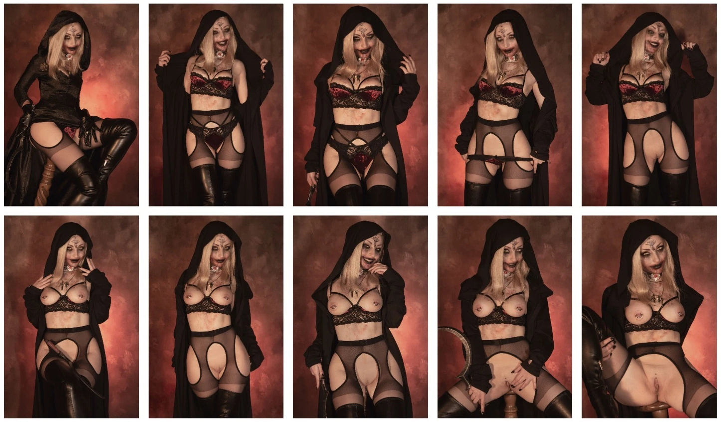Lot of 10 Shiro Kitsune Bela Dimitrescu RE Cosplay 4x6 Photos Nude Model Set 2