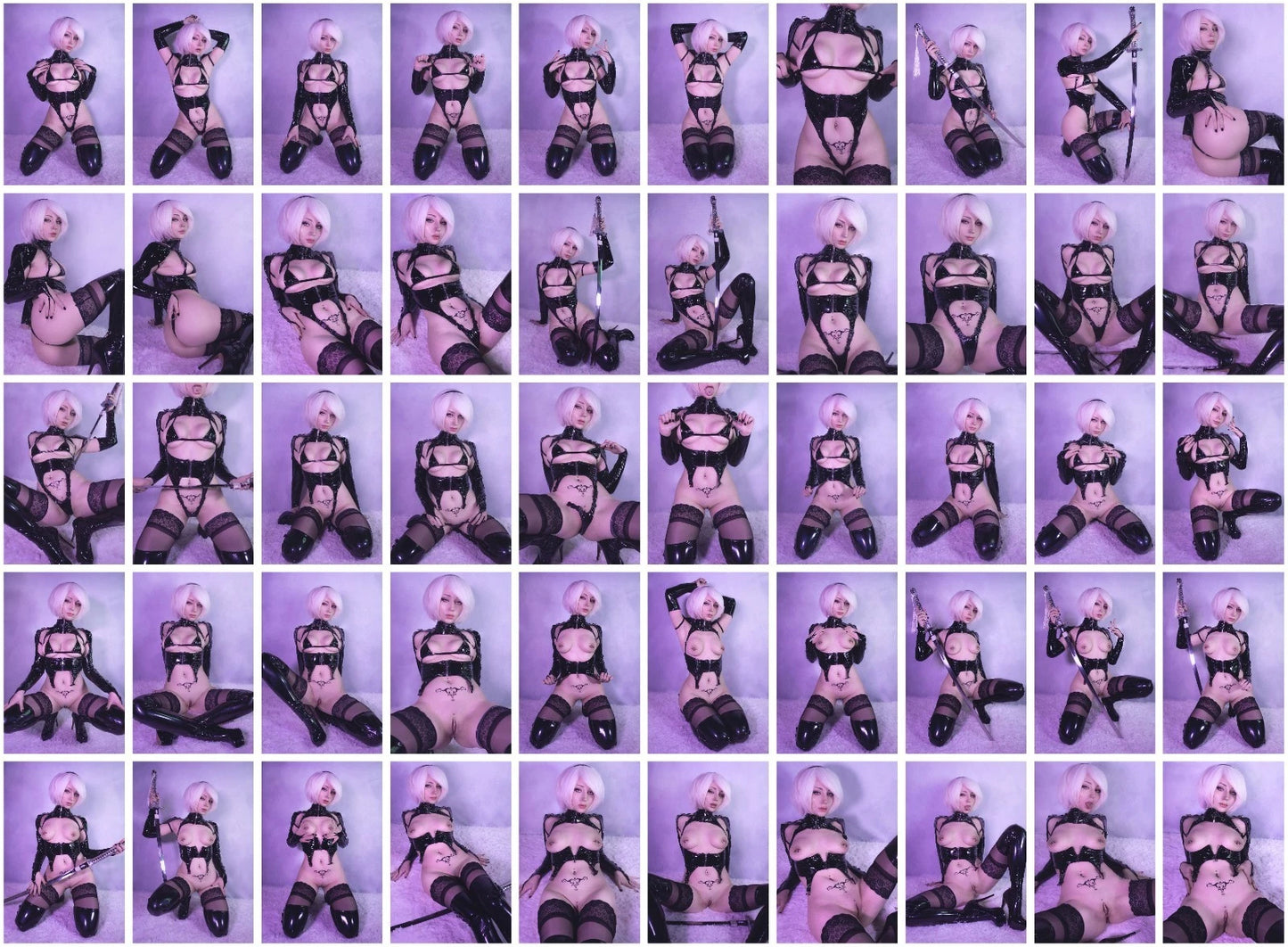 Lot of 50 Shiro Kitsune Cosplay 2B NieR Automata 4x6 Color Photos Nude Model