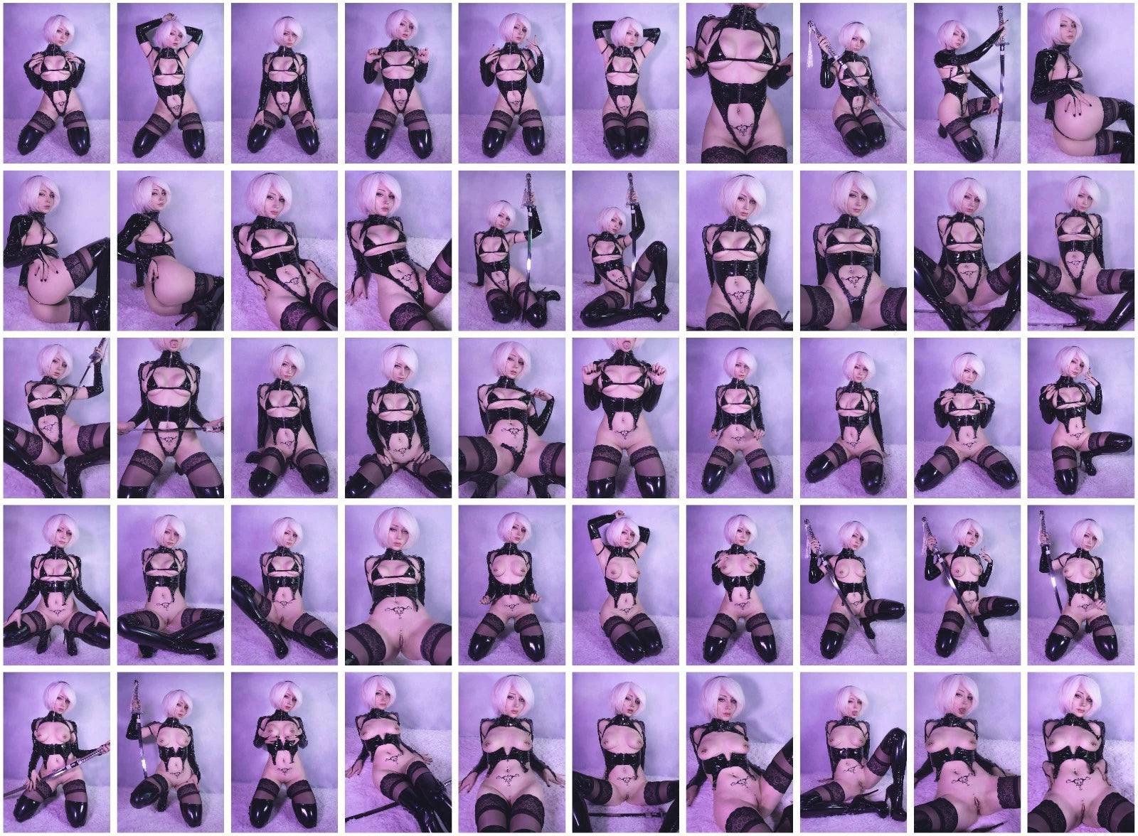 Lot of 50 Shiro Kitsune Cosplay 2B NieR Automata 4x6 Color Photos Nude Model