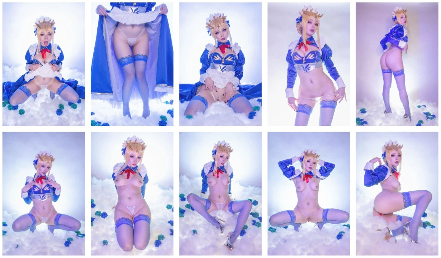 Lot of 10 Shiro Kitsune Artoria Pendragon Cosplay 4x6 Photos Nude Model Set 3